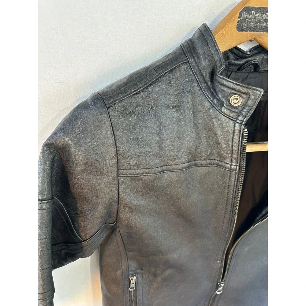 The Children's Place Leather Jacket Cafe Racer Kids Size 5/6 Black Good